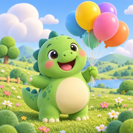 Le dinosaure et ses ballons