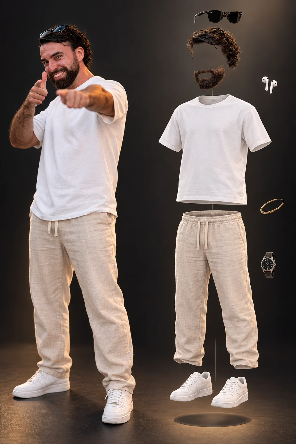 La tenue entière, pièce par pièce