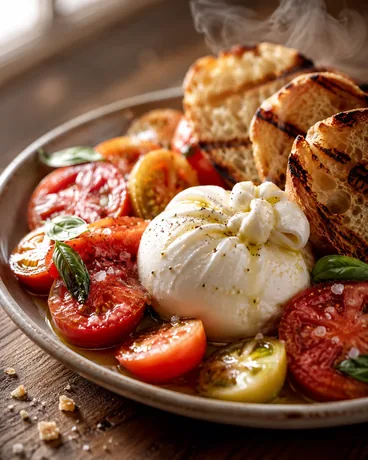 La burrata fumante, planche de restaurant