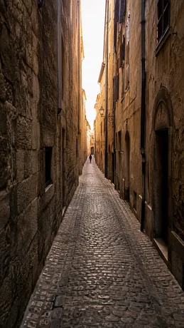 La ruelle de pierre à la lumière du soir